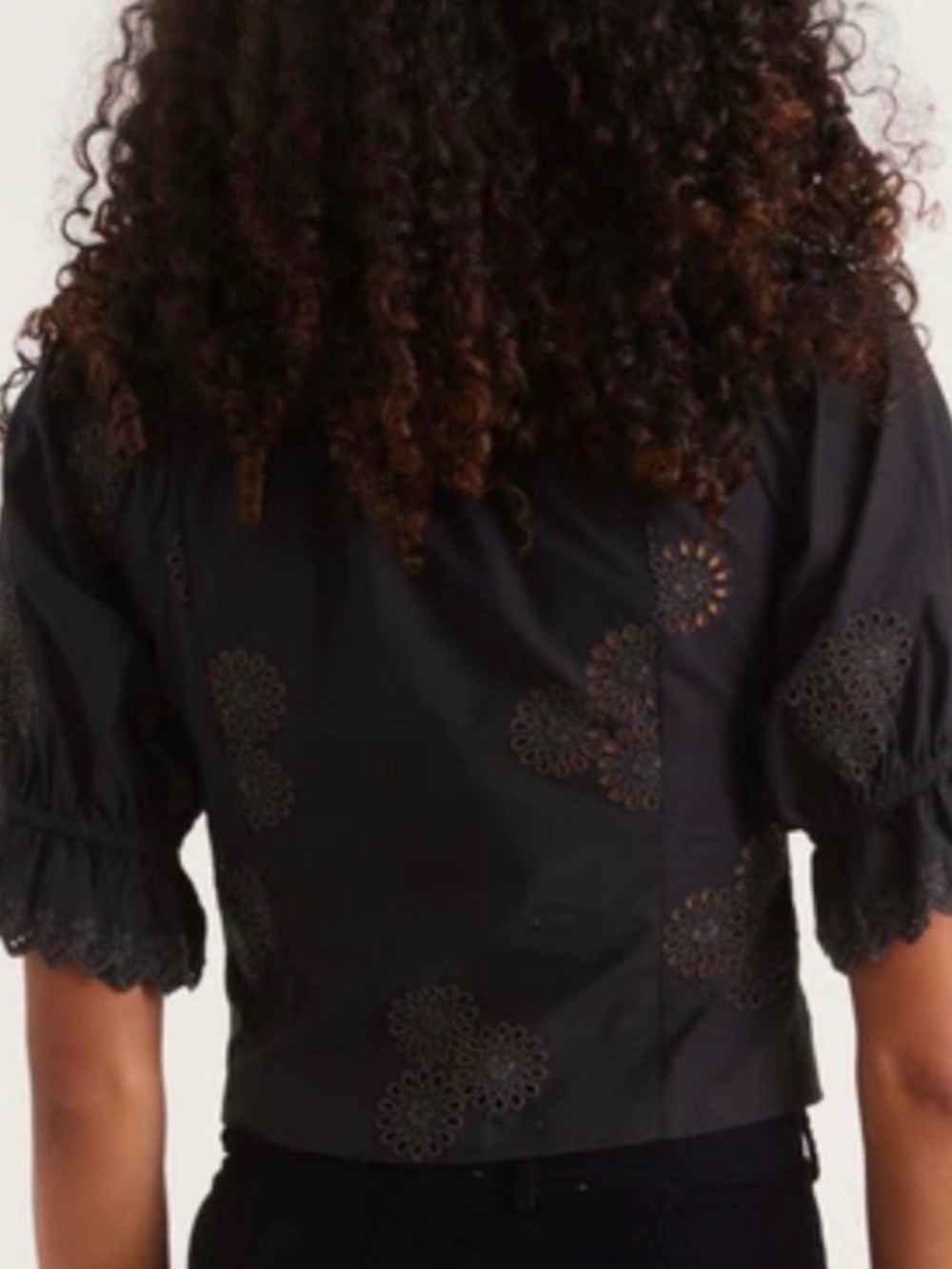 LoveShackFancy Anala Cropped Top Eyelet Blouse Size 4 - Picture 7 of 11
